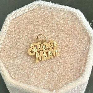 Vintage 10K Gold 'Super Mom' Pendant Charm for Chain Necklace